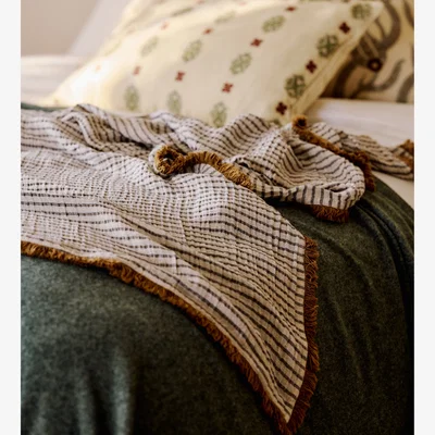 OKA OKA, Avonlea Throw with Fringing - Ochre, Throw