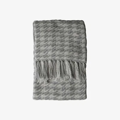 Olivia's Gallery Direct Houndstooth Woven Throw in Grey Cream