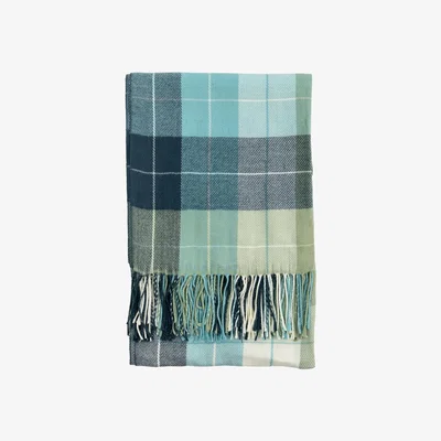 Olivia's Gallery Interiors Maguire Check Acrylic Tassel Throw Blue