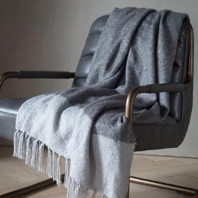 Olivia's Gallery Direct Tonal Mohair Throw Slate & Silver
