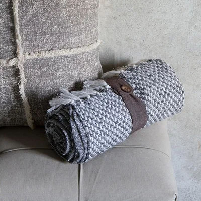 Olivia's Gallery Direct Cotton Cubic Throw Grey | Outlet