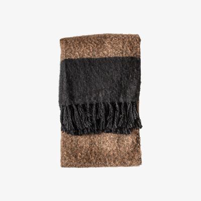 Olivia's Gallery Interiors Tonal Faux Mohair Throw in Black & Camel