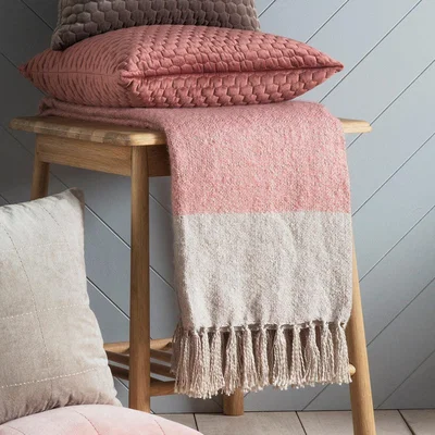 Olivia's Gallery Direct Tonal Mohair Throw in Blush & Silver