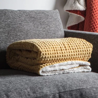 Olivia's Gallery Direct Cubic Embossed Sherpa Throw Ochre | Outlet