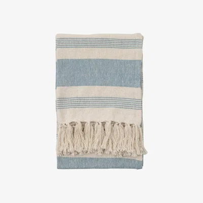 Olivia's Gallery Interiors Garnette Stripe Stripe Throw Blue