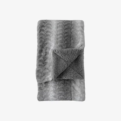 Olivia's Gallery Interiors Stripe Faux Fur Throw Grey