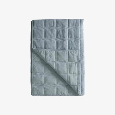 Olivia's Gallery Interiors Cotton Quilted Blanket Bedspread in Duck Egg | Outlet
