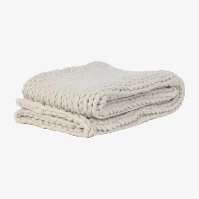 Olivia's Light & Living Knitted Cream Blanket