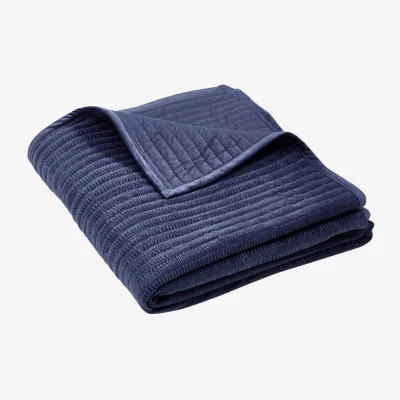 Downtown Catherine Lansfield Velvet Pinsonic Bedspread 220x220cm - Navy