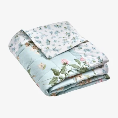Downtown Catherine Lansfield Avebury Floral Bedspread 220x230cm - Duck Egg