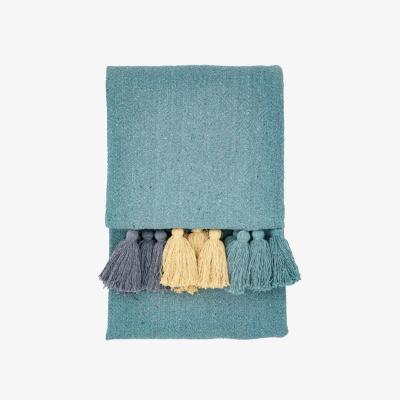 Downtown Reynosa Tassel Throw 130cm x 170cm - Teal In Blue
