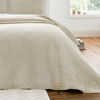 Downtown Bianca Attica Velvet Bedspread 240x260cm - Natural