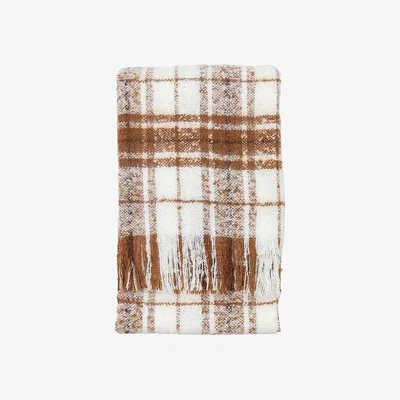 Downtown Check Faux Mohair Throw - Tan