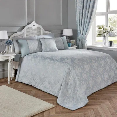Downtown Dreams & Drapes Dreams and Drapes Imelda Duck Egg Bedspread, Cotton, Jacquard