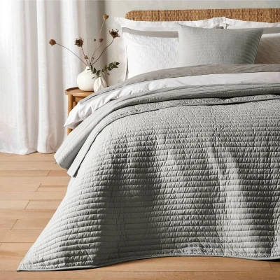 Downtown Bianca Quilted Lines Bedspread - Silver