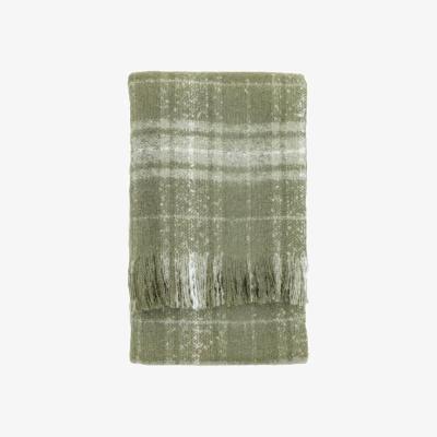 Downtown Check Faux Mohair Throw - Olive