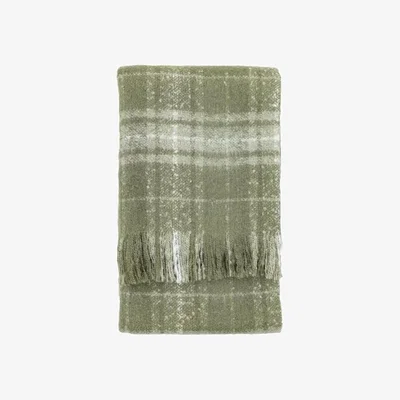 Downtown Check Faux Mohair Throw - Olive