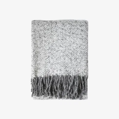 Downtown Herringbone Faux Mohair Throw - Grey