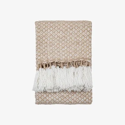 Downtown Woven Wrapped Tassel Throw 130x170cm - Natural/Cream
