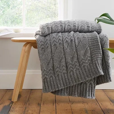 Downtown Bianca Cable Knit Throw - Grey