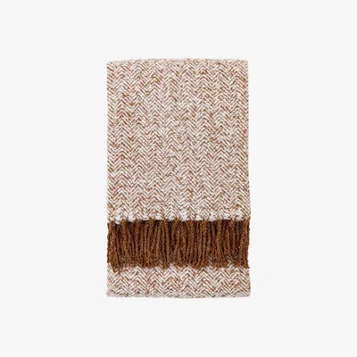 Downtown Herringbone Faux Mohair Throw - Tan