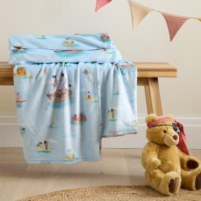 Downtown Belle and Boo Pirate Fleece Throw 150x200cm - Blue