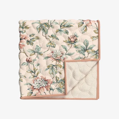 Downtown VA Peony Blossom Bedspread - Blush and Jade