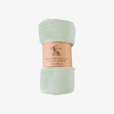 Downtown Rolled Flannel Fleece Throw 140x180cm - Pale Green