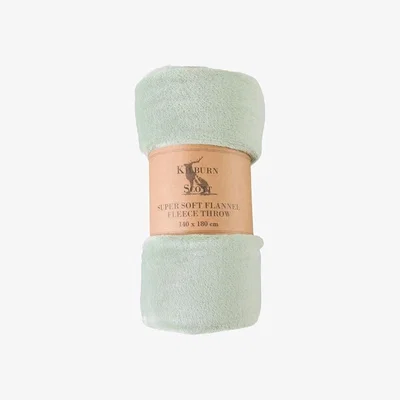 Downtown Rolled Flannel Fleece Throw 140x180cm - Pale Green