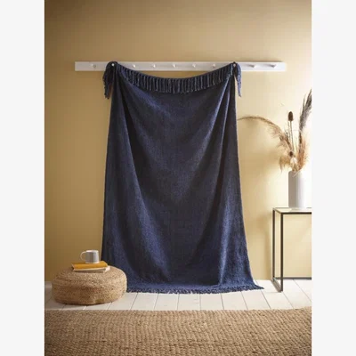 Downtown Appletree Soft Touch Chenille Throw 130cm x 180cm - Navy