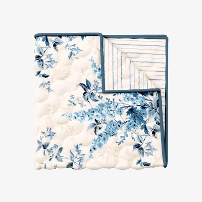 Downtown VA Larkspur Meadow Bedspread - Blue