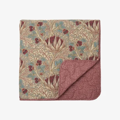 Downtown Morris and Co Artichoke Bedspread - Dove Grey and Wine In DoveGreyWine