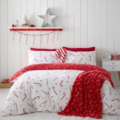 Downtown Catherine Lansfield Christmas Candy Cane Fleece Throw