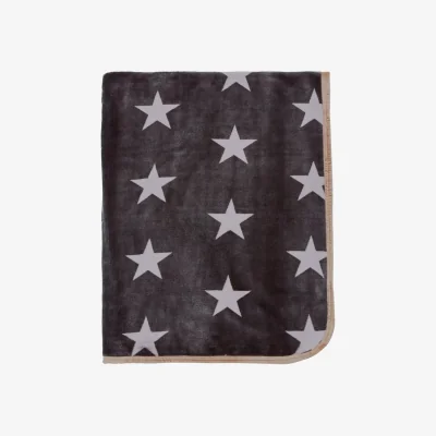 Downtown Helena Springfield Star Fleece Throw 140x180cm - Charcoal/Linen