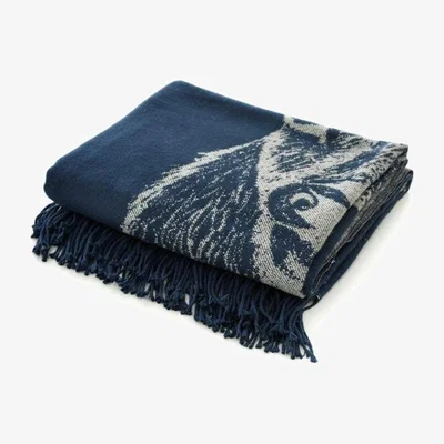 Downtown Deyongs Stags Head Acrylic Throw - Navy, Jacquard