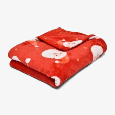 Downtown Bedlam Jolly Santa Fleece Throw - Red, Floral