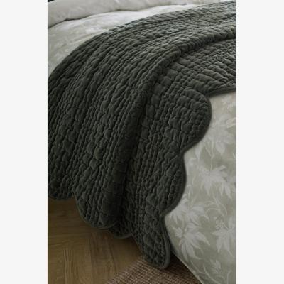 Downtown Laura Ashley Scalloped Bedspread - Pine Green