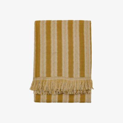 Downtown Jacquard Weave Throw with Fringe - Ochre