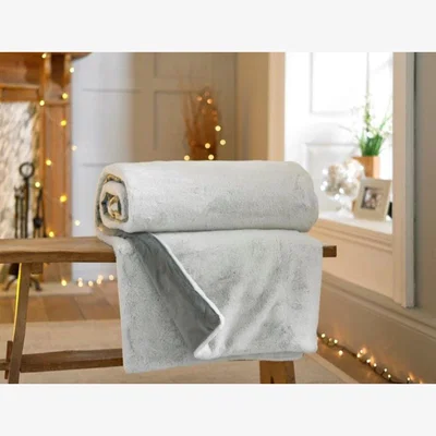 Downtown Deyongs Oregon Frosted Faux Fur Throw - Silver