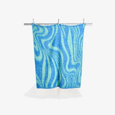 Oliver Bonas Solana Blue Swirl Fluffy Throw