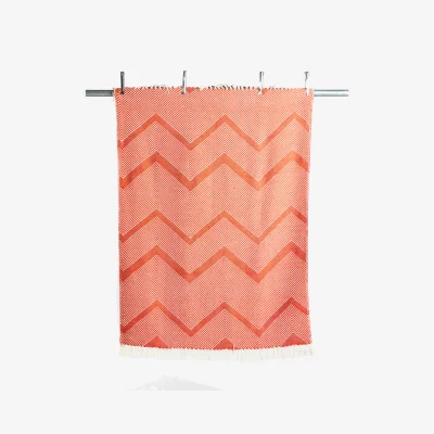 Oliver Bonas Niru Woven Orange Chevron Throw