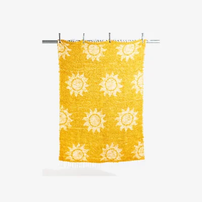 Oliver Bonas Sun Print Yellow Boucle Throw
