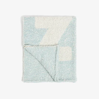Oliver Bonas Cozy Blue & White Boucle Throw