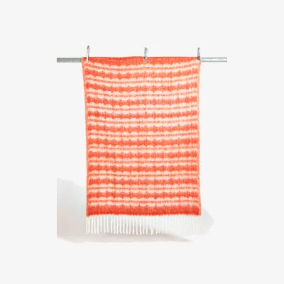Oliver Bonas Amina Reversible Orange Check Cosy Throw