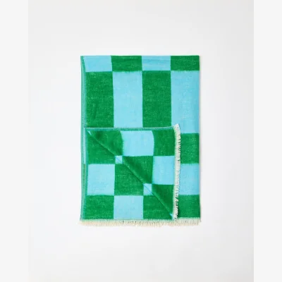 Oliver Bonas Blue & Green Chequerboard Jacquard Throw