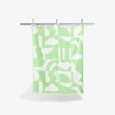 Oliver Bonas Green Geometric Jacquard Throw