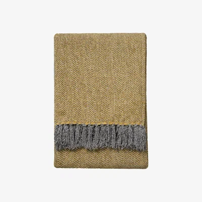 Perch and Parrow Marvel Herringbone Throw in Ochre