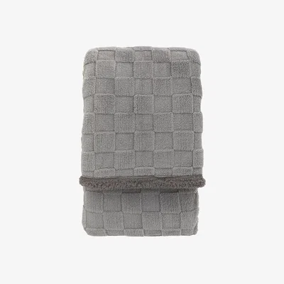 Perch and Parrow Checker Sherpa Throw in Grey