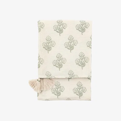 Perch and Parrow Meadow Floral Throw in Sage