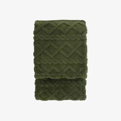 Perch and Parrow Nordic Woodland Cable Knit Throw in Forest Green